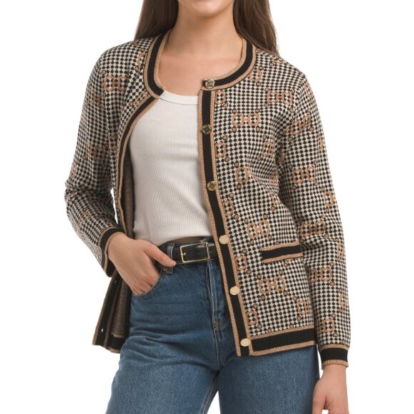 ANNE KLEIN Long Sleeve Tipped Crew Neck Sweater - Picture 1 of 3